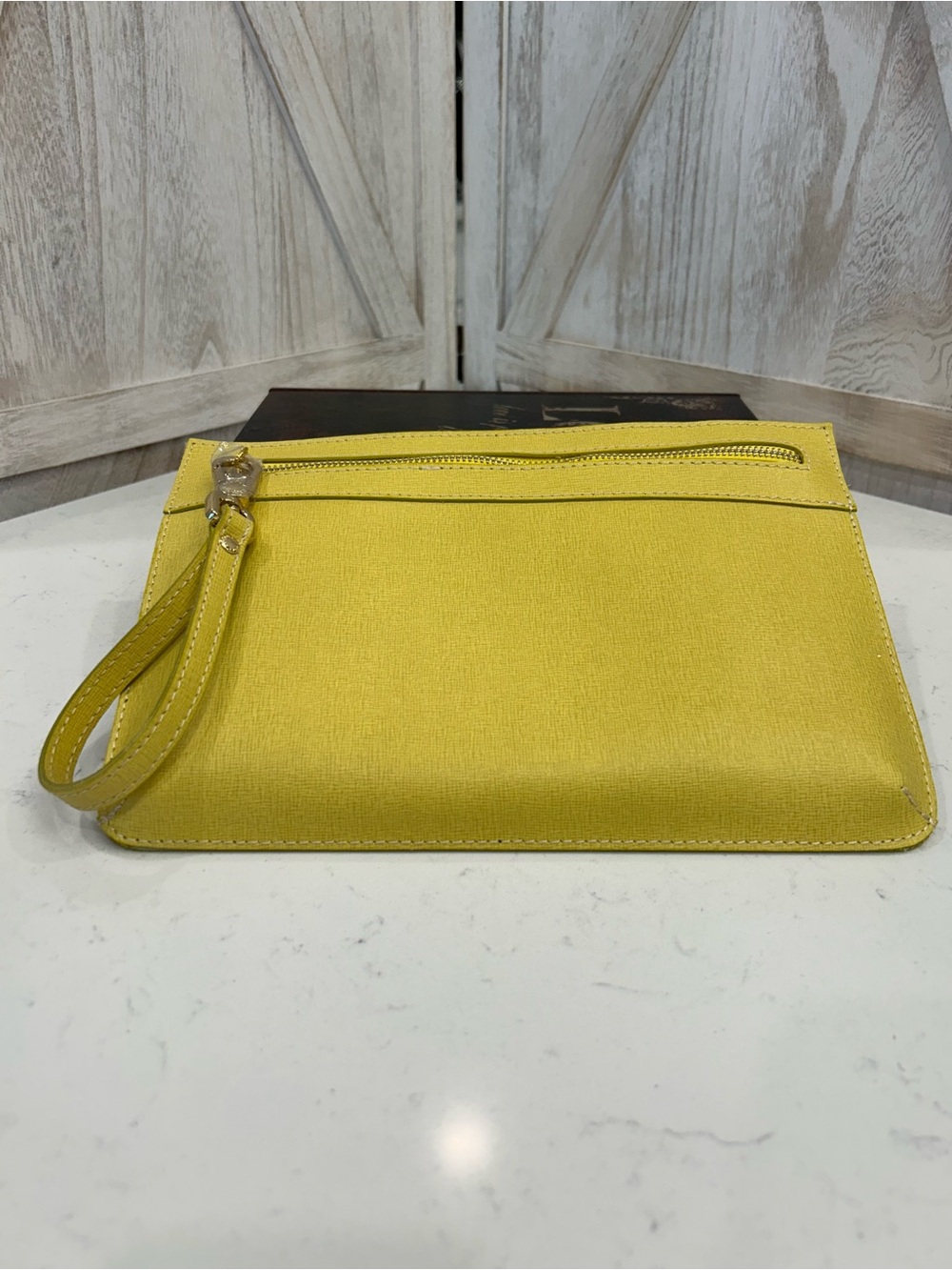 Arcadia Yellow Wristlet Clutch with Top Zip